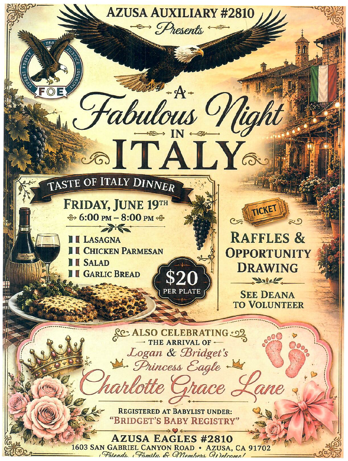 Auxiliary Dinner - Taste of Italy