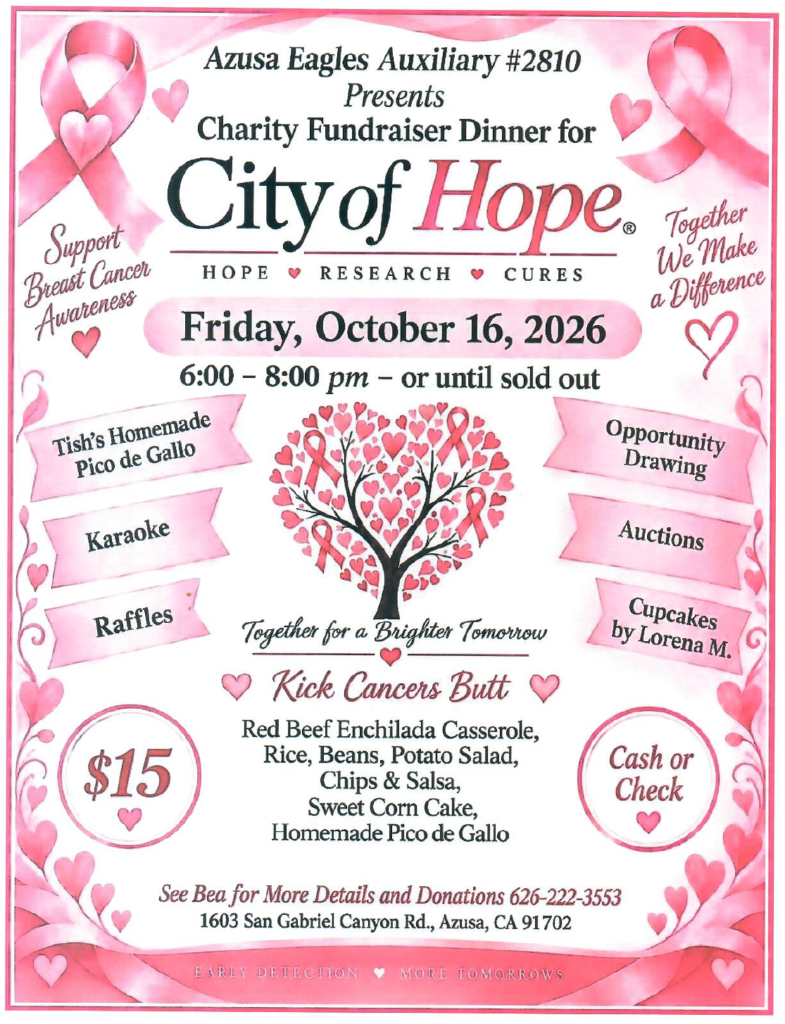Auxiliary Dinner - City of Hope Fundraiser